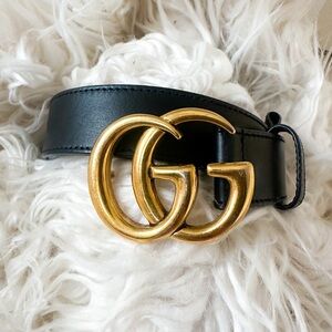 Gucci Double G Logo Leather Belt Women’s Medium